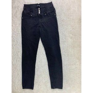 Evermore Size 7 Womens Jeans Black Wash Skinny Mid Rise Stretch